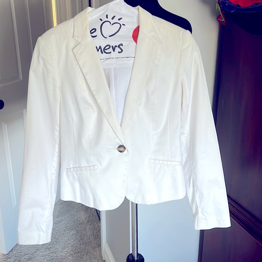 H&M White Fitted Blazer